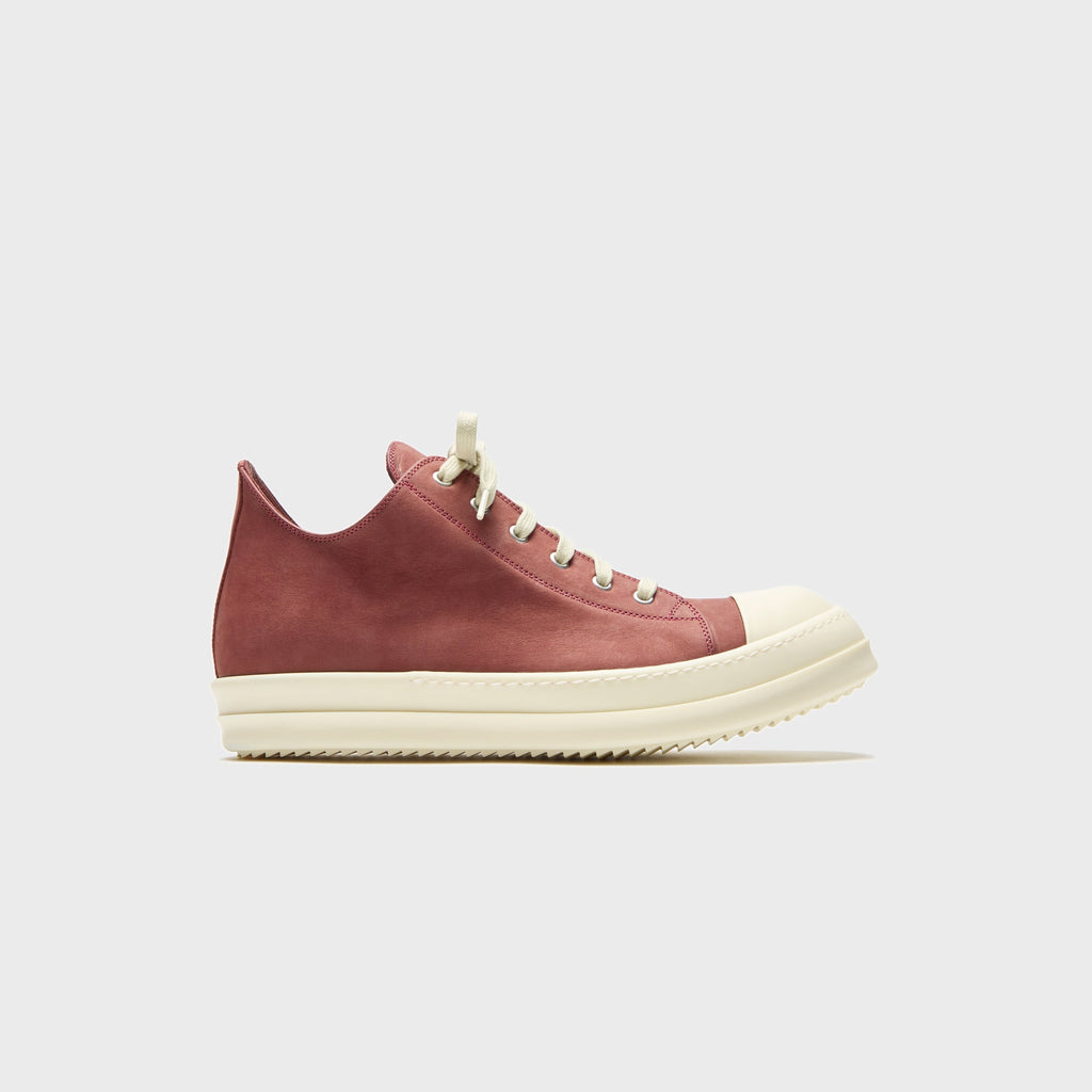 Rick Owens Low Sneakers Scarpe In Pelle - Rosewood / Milk / Milk