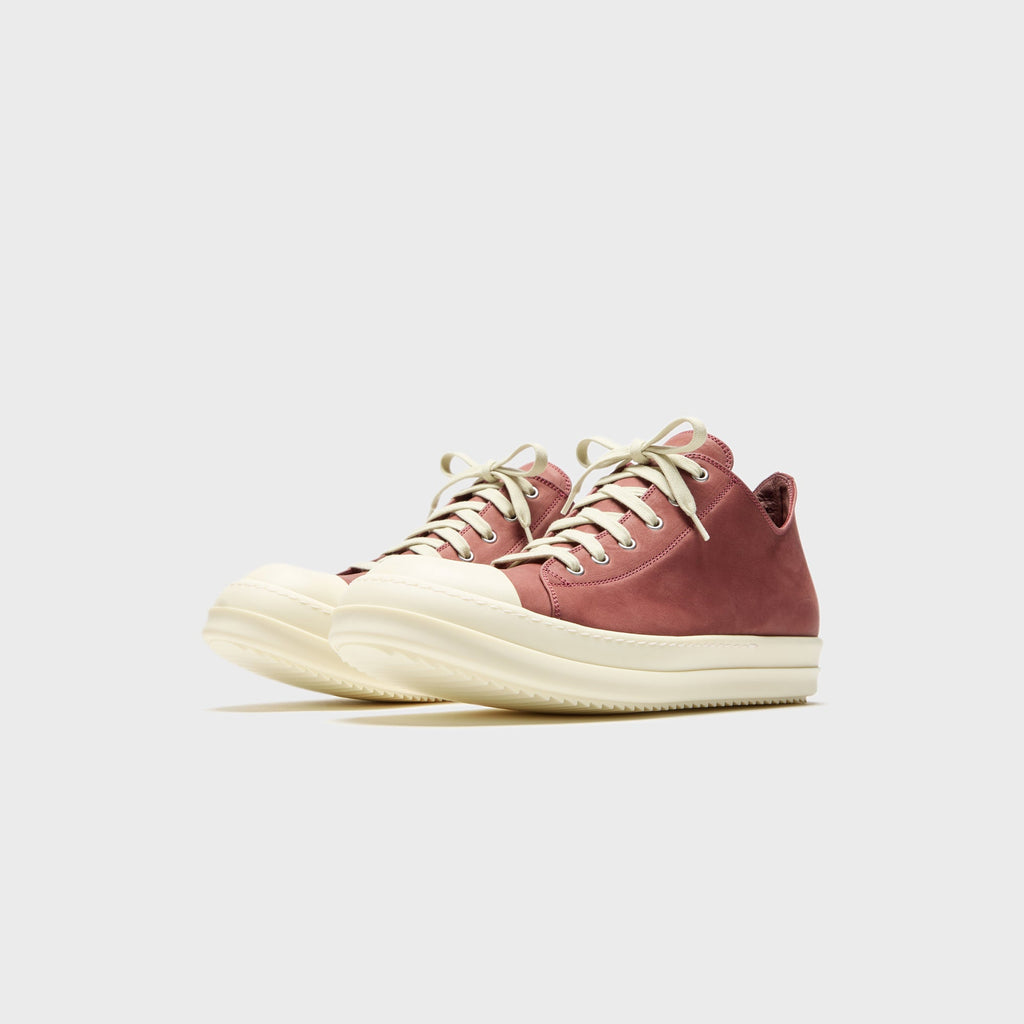 Rick Owens Low Sneakers Scarpe In Pelle - Rosewood / Milk / Milk